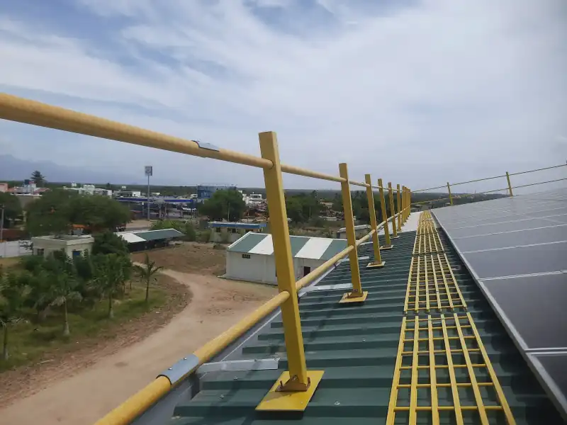 Safety handrails by VSL India showing available sizes, designed for secure, anti-slip, corrosion-resistant, and durable use in industrial and commercial walkways.